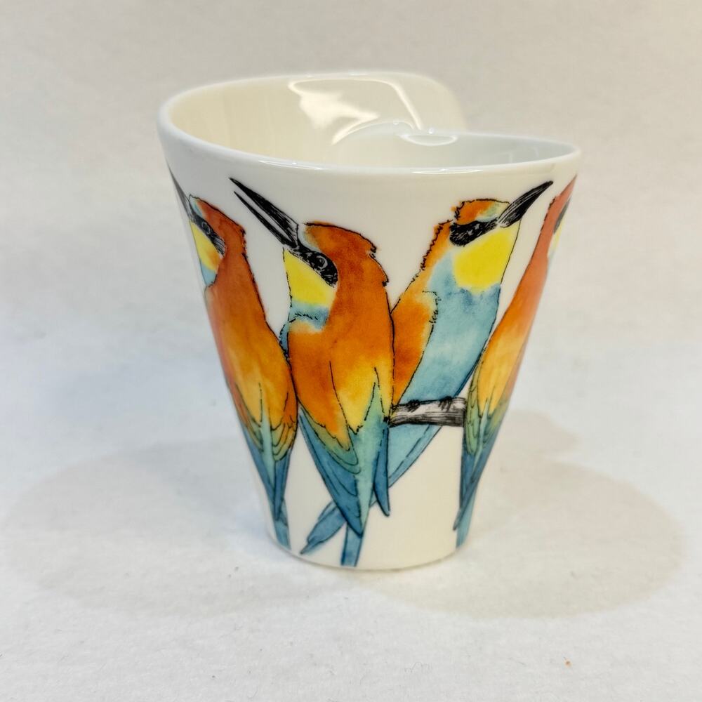 Villeroy & Boch Colorful Bee-Eater Birds NewWave Twisted Handle Coffee Mug 10 oz - Picture 2 of 7